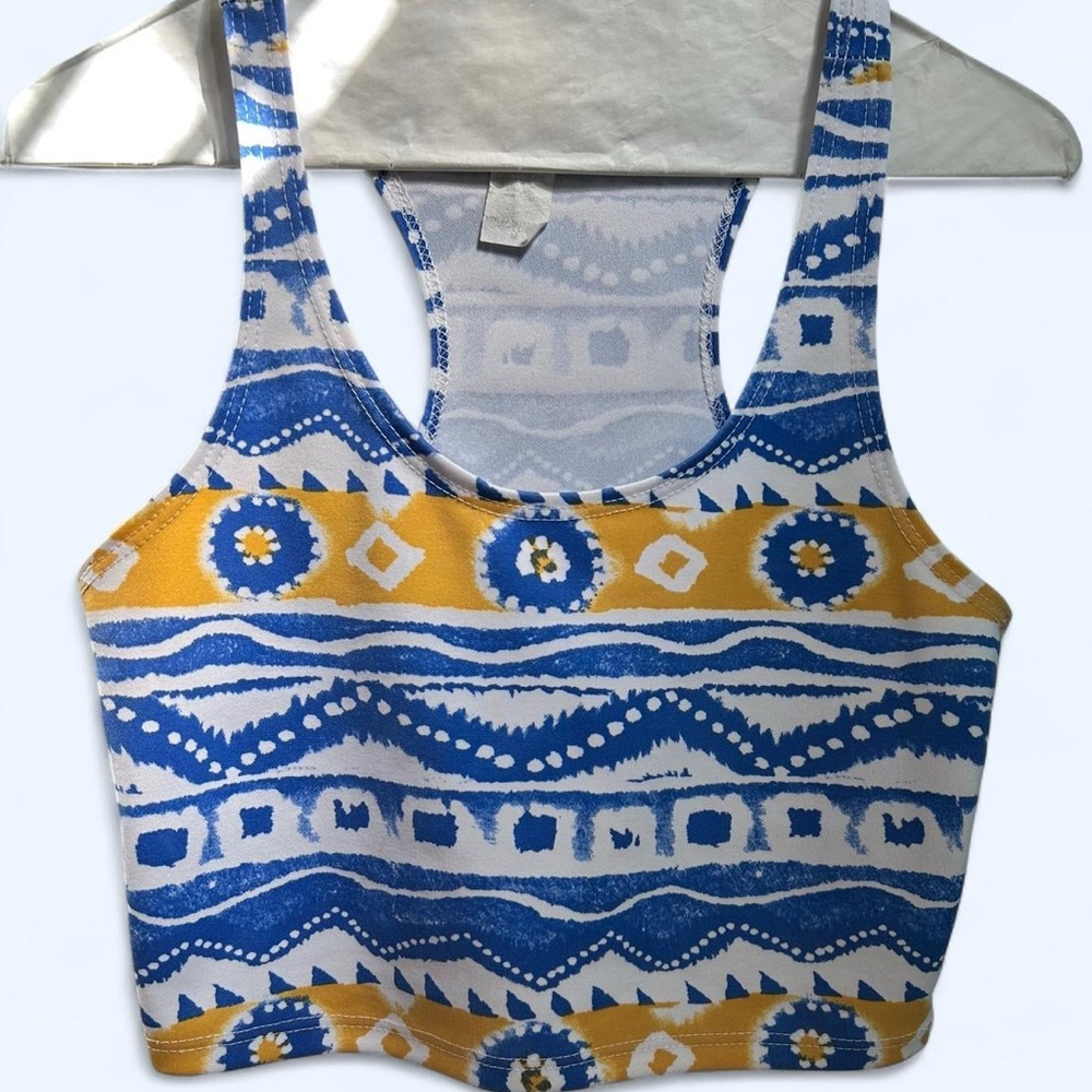Blue and Yellow Crop Tank